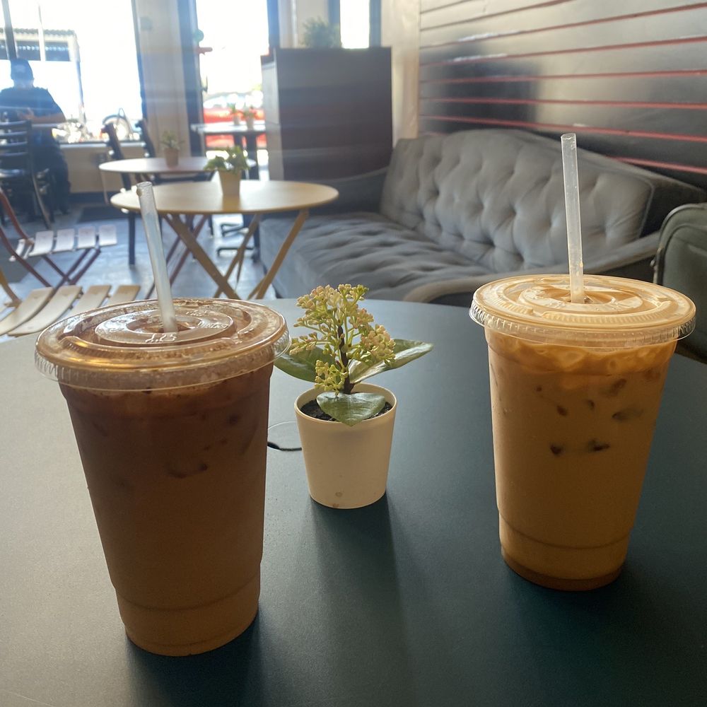 The Halal Bakery - Iced dirty chai (chai latte with a shot of espresso) and caramel iced latte - Chicken Shop Near Me - Queens, New York The Halal Bakery - Iced dirty chai (chai latte with a shot of espresso) and caramel iced latte - Chicken Shop Near Me - Queens, New York
