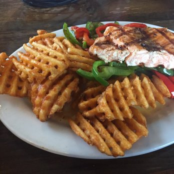 Barn Board Grill & Saloon - Waffle fries! And salmon - Burgers Near Me - Roberts, Wisconsin