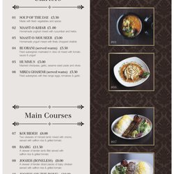 Choupan - 2018 MENU