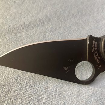 Kitchen Fantasy - After the knife was sharpened, notice the black paint missing right above the word Colorado. - Kitchen & Bath Near Me - Temecula, California
