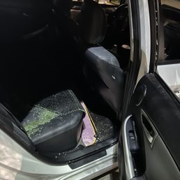 Got broken into, glass shattered inside car