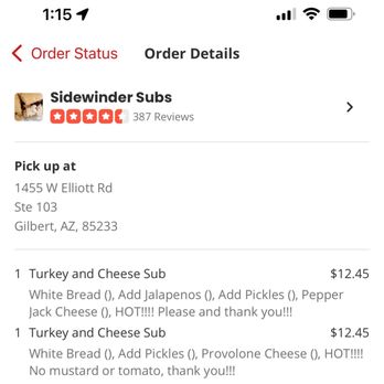 Sidewinder Subs - Turkey and Cheese Sub - Sandwiches Near Me - Gilbert, Arizona