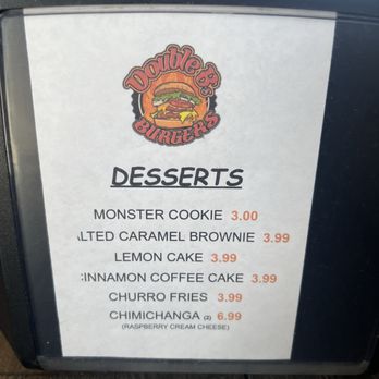 Double B's Burgers - Dessert Menu on napkin holder - Burgers Near Me - Modesto, California Double B's Burgers - Dessert Menu on napkin holder - Burgers Near Me - Modesto, California