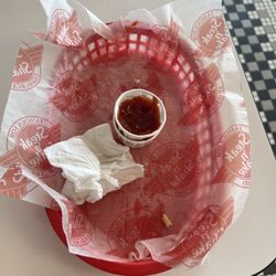 Steak n Shake - What's left of my lunch! Good food today!