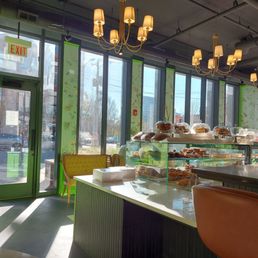 Pastry counter and entrance Pastry counter and entrance