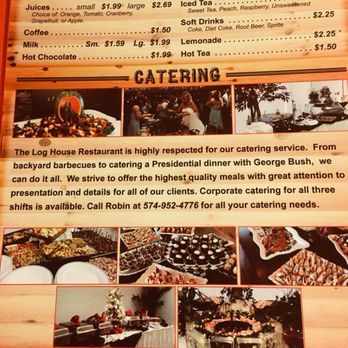 Log House Restaurant - the menu and prices - American Near Me - Argos, Indiana