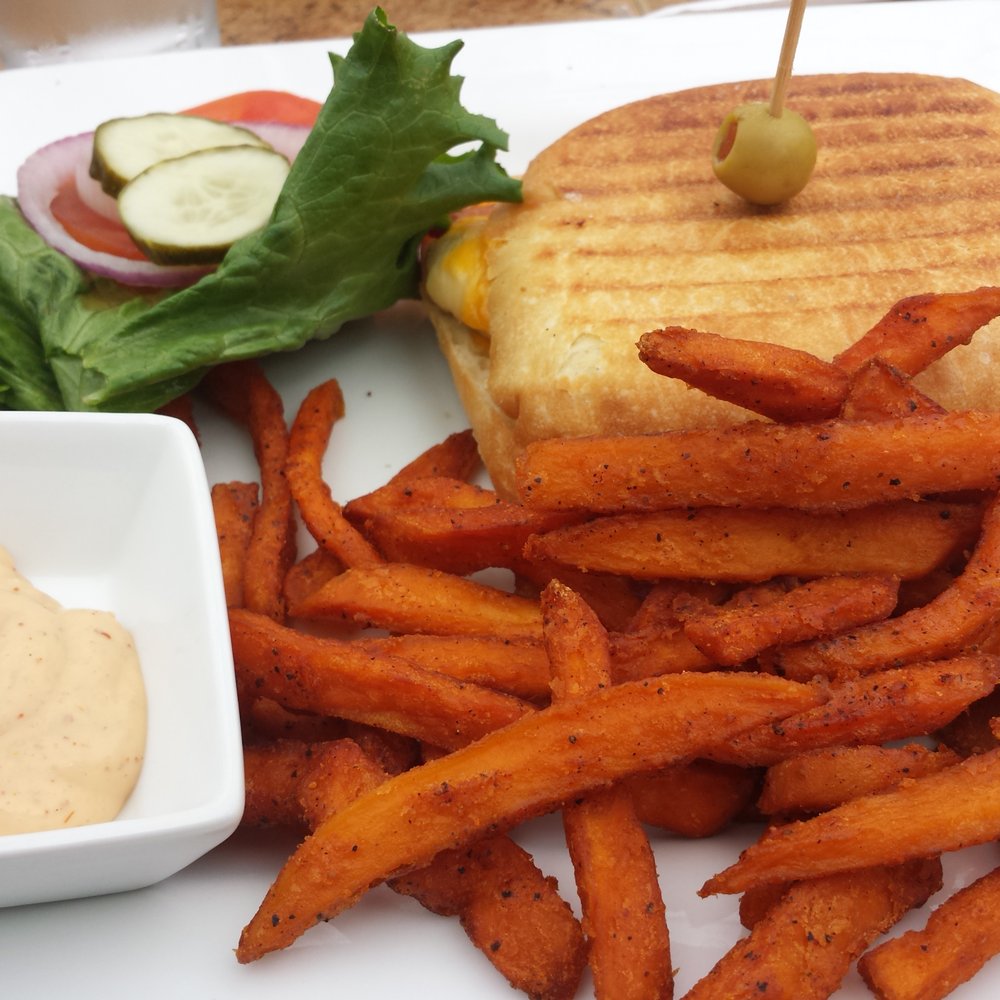 Chicken Bacon Panini $10.50 with a side of sweet Potatoe fries Chicken Bacon Panini $10.50 with a side of sweet Potatoe fries
