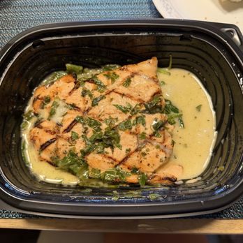 Maggiano's Little Italy - Grilled Herb Salmon $32. So dry it almost tastes like card board. - Italian Near Me - Costa Mesa, California Maggiano's Little Italy - Grilled Herb Salmon $32. So dry it almost tastes like card board. - Italian Near Me - Costa Mesa, California