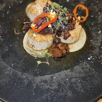 Baldamar - These were the whiskey scallops... These were to die i've been here I've never had these before but will definitely have these again. - New American Near Me - Roseville, Minnesota