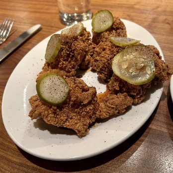 Nightingale - Buttermilk fried chicken, spiced maple syrup, sumac, pickles - perfectly battered and fried, with a sweetness that's spot on (November 2022) - Live/Raw Food Near Me - Vancouver, British Columbia
