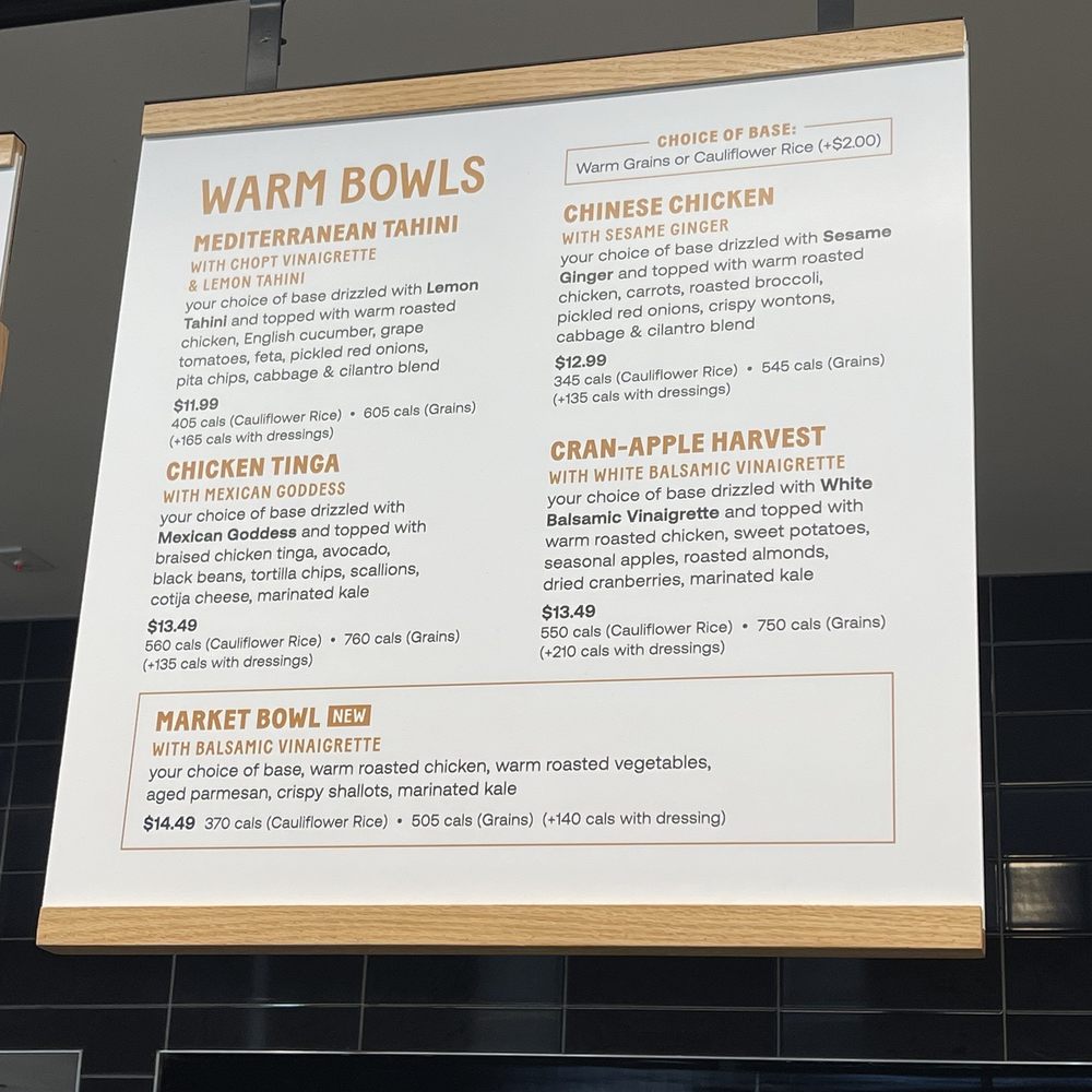 Chopt Creative Salad Co. - Menu (as of July 2023) - Salad Near Me - Roslyn Heights, New York Chopt Creative Salad Co. - Menu (as of July 2023) - Salad Near Me - Roslyn Heights, New York
