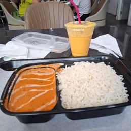 Butter chicken and mago lassi Butter chicken and mago lassi