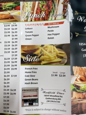 Menu photo 7 Woodfield Diner Gaithersburg, MD