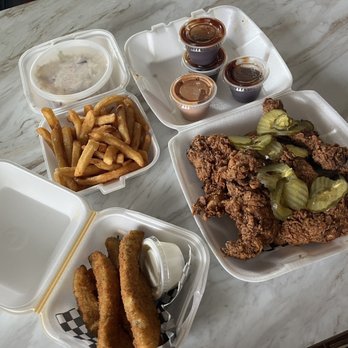 Fat Daddy's Hot Chicken & Waffles - Fried Pickles, Seasoned Fries, Coleslaw, Jumbo Chicken Tenders with pickles! Ranch, BBQ and Comeback Sauces! - Waffles Near Me - Riverview, Michigan Fat Daddy's Hot Chicken & Waffles - Fried Pickles, Seasoned Fries, Coleslaw, Jumbo Chicken Tenders with pickles! Ranch, BBQ and Comeback Sauces! - Waffles Near Me - Riverview, Michigan