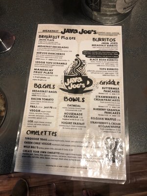 Menu photo 5 Java Joe's Albuquerque, NM