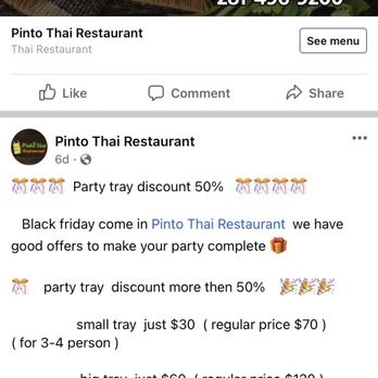Pinto Thai - Advertising the days of the special.  24,25,26. - Thai Near Me - Houston, Texas