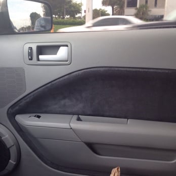 Rivero Auto Interiors  - 2009 Mustang, suede trim on door interior, courtesy of Rivero Auto Interior, Miami, FL - Auto Customization Near Me - Miami , Florida