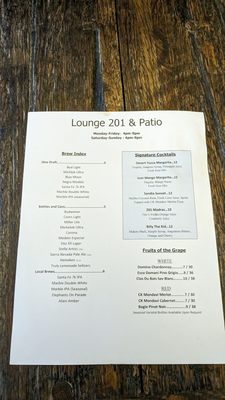 Menu photo 2 Lounge 201 Albuquerque, NM