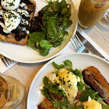 Forthright - Mushroom toast and pork belly Benedict - Cafes Near Me - Austin, Texas