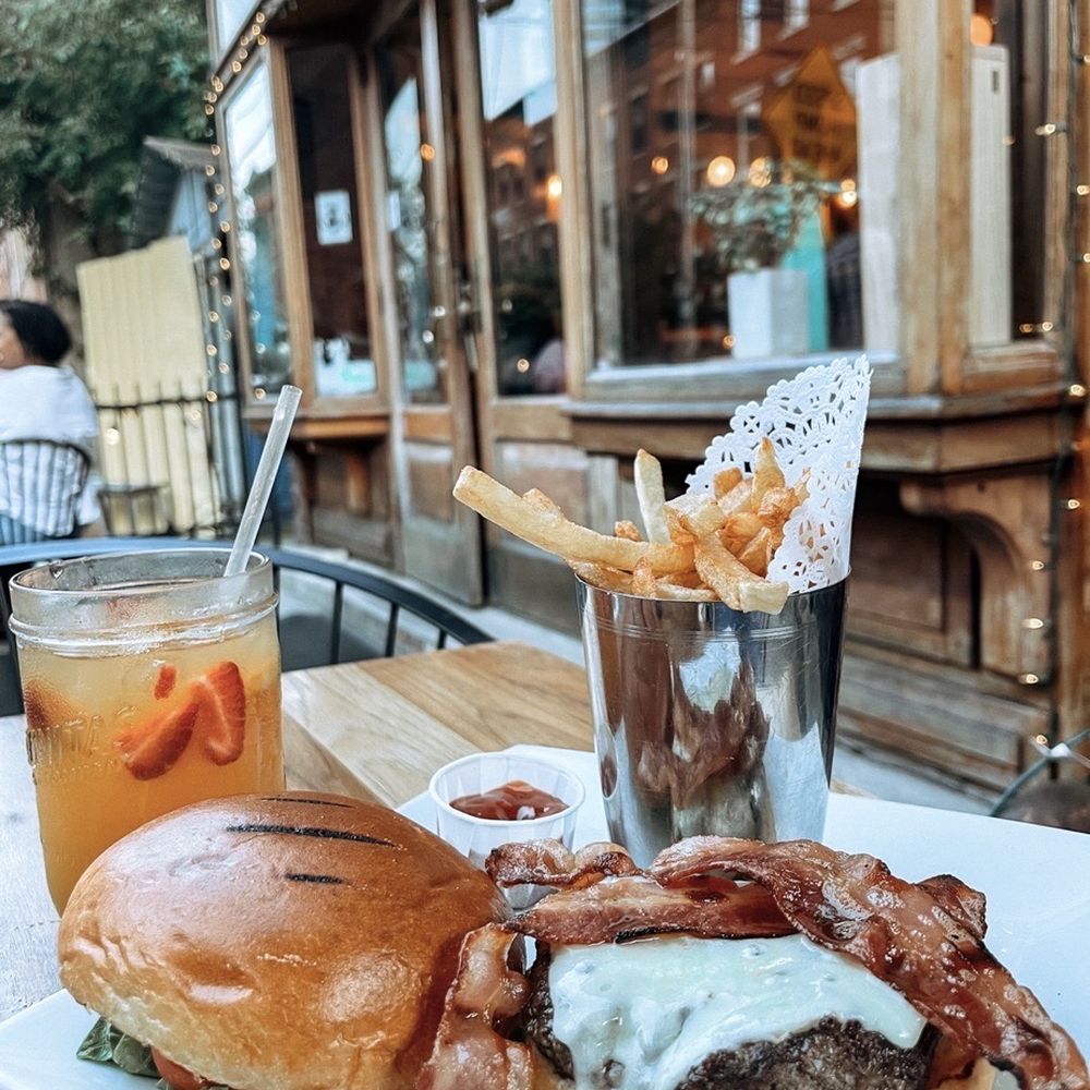 Bistro La Source - Sangria Bistro Hamburger and Fries - French Near Me - Jersey City, New Jersey