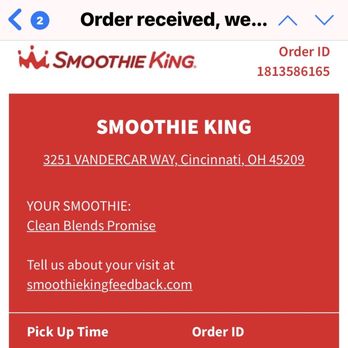 Smoothie King - I received this mobile order at 2:50. After they asked my name twice. - Juice Bars & Smoothies Near Me - Cincinnati, Ohio