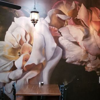 Hannah And Nate's - Lovely mural/lighting on back wall. - Cafes Near Me - Corrales, New Mexico