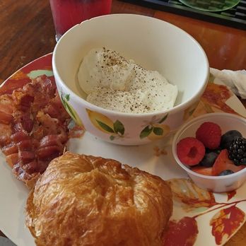 SBs Lakeside Love Shack - My poaches eggs, croissant, bacon and fruit. - Breakfast & Brunch Near Me - Henrico, Virginia SBs Lakeside Love Shack - My poaches eggs, croissant, bacon and fruit. - Breakfast & Brunch Near Me - Henrico, Virginia
