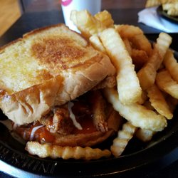 Zaxbys - King Chicken with Bacon and Ranch and a side of fries and a 22oz drink for $6.59, not a bad deal.