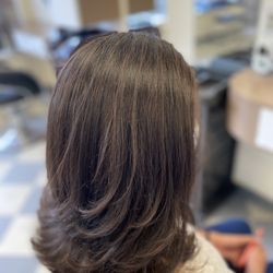 International Hair Designers - Chocolate brown with caramel hi lights