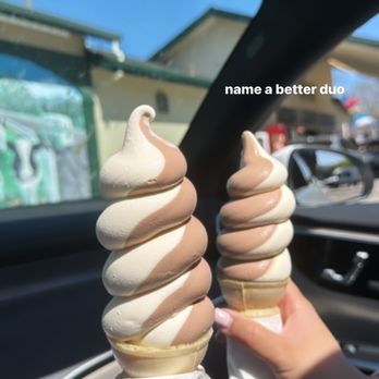 Meadowlark Dairy - Vanilla/Chocolate swirl on cake cone! - Ice Cream & Frozen Yogurt Near Me - Pleasanton, California