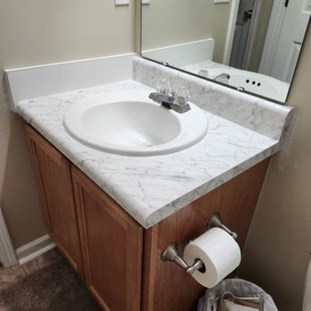 Home & Happy - New countertop install in bathroom - Handyman Near Me - Greenville, South Carolina Home & Happy - New countertop install in bathroom - Handyman Near Me - Greenville, South Carolina