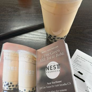 Nest Tea House - Green Milk Tea with Boba - Bubble Tea Near Me - Arcadia, California