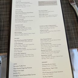 Dinner menu Dinner menu