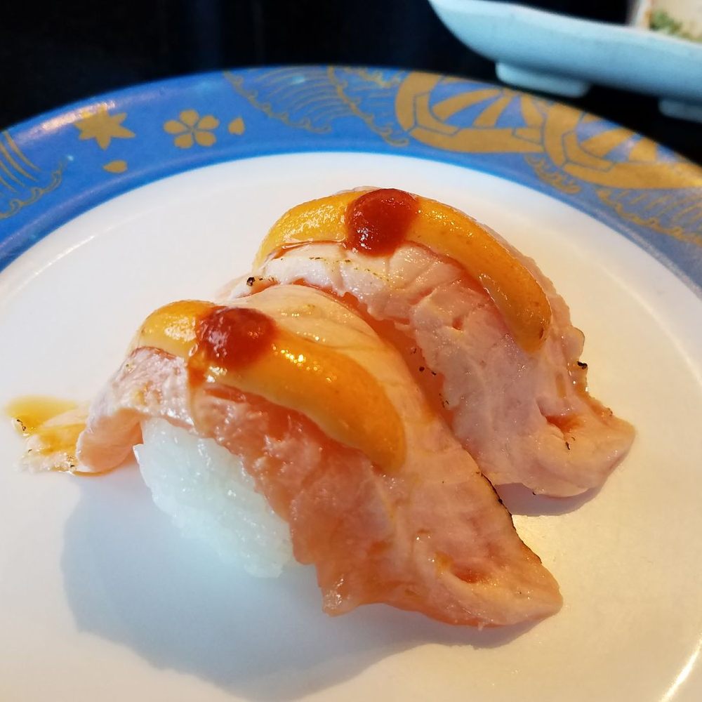 Kuru Kuru Sushi - Today's special: spicy seared salmon nigiri. - Sushi Bars Near Me - Bellingham, Washington Kuru Kuru Sushi - Today's special: spicy seared salmon nigiri. - Sushi Bars Near Me - Bellingham, Washington