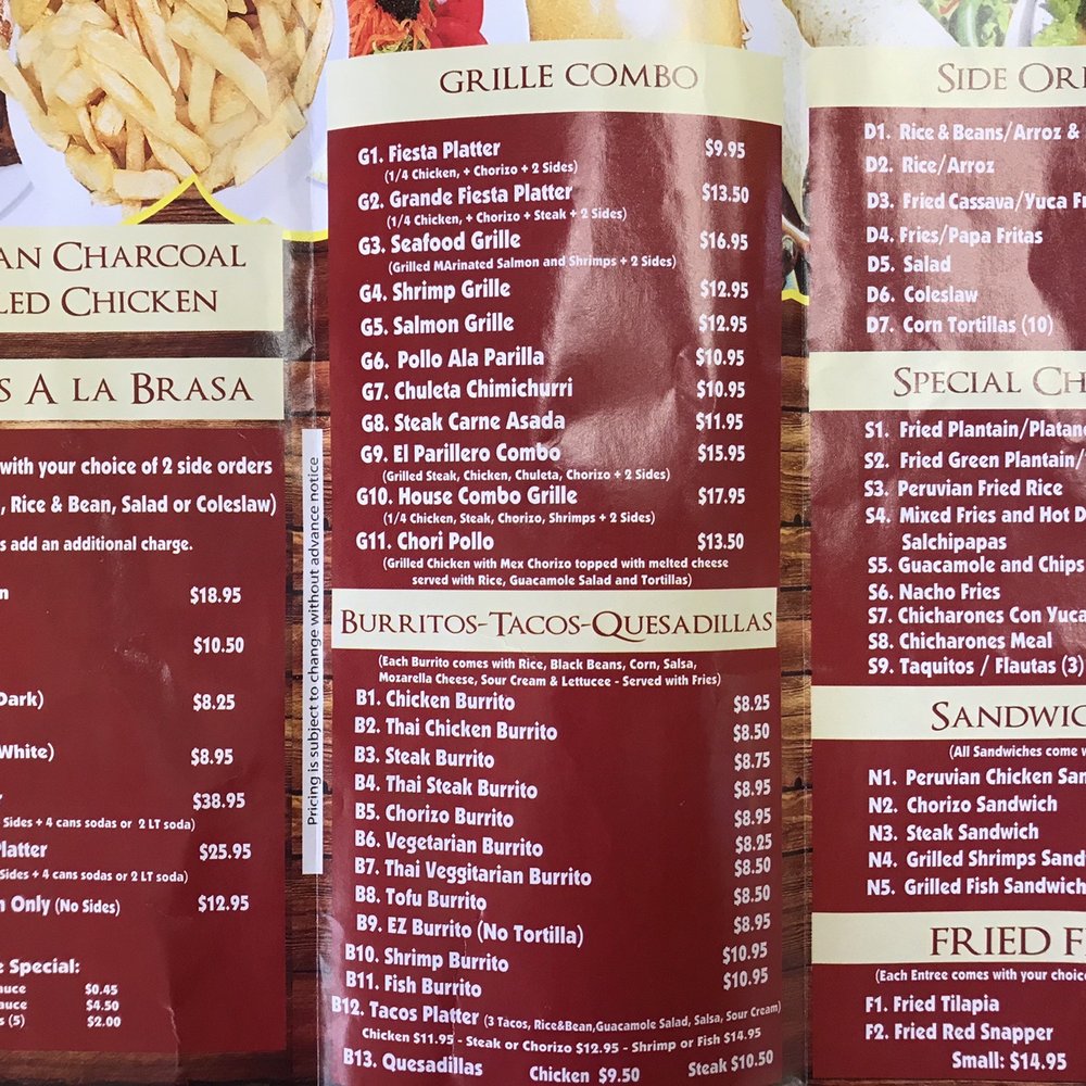 Grille Chick'n Pollo - Menu - Peruvian Near Me - Columbia, Maryland Grille Chick'n Pollo - Menu - Peruvian Near Me - Columbia, Maryland