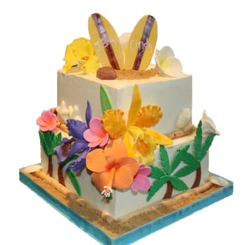 Aloha Cakes AZ - Tropical Theme Bridal Shower Cake: Kona Velvet w/ cream cheese filling, Almond cake w/raspberry filling, frosted w/ white choc. - Desserts Near Me - Mesa, Arizona Aloha Cakes AZ - Tropical Theme Bridal Shower Cake: Kona Velvet w/ cream cheese filling, Almond cake w/raspberry filling, frosted w/ white choc. - Desserts Near Me - Mesa, Arizona
