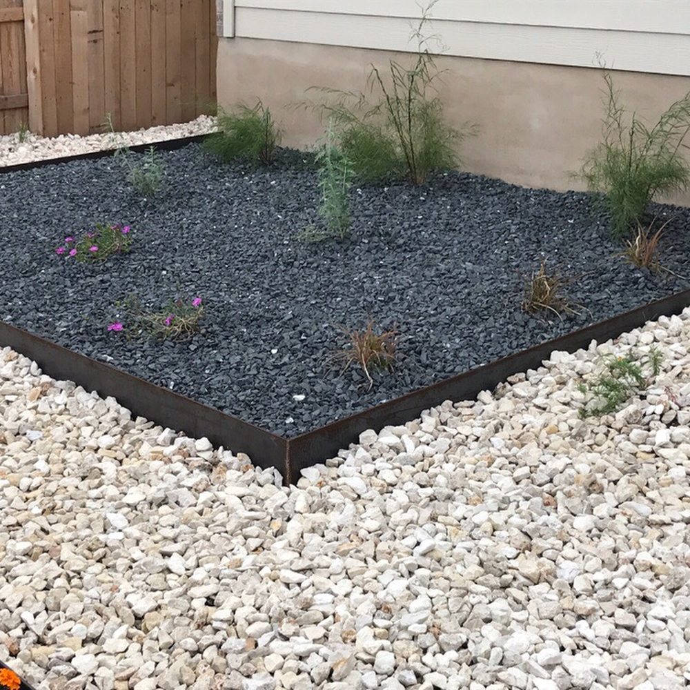 Red Agave - Black rock bed with grasses, sage - Landscaping Near Me Red Agave - Black rock bed with grasses, sage - Landscaping Near Me
