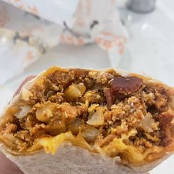 Taco Exxpress - Chorizo and bacon breakfast burrito