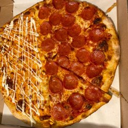 Sibora's - Half Buffalo Chicken Pizza, half pepperoni