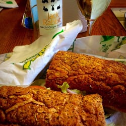 Subway - Veggie Patty with mixed salad, olives & mayo on Italian herb sub