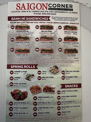 Menu photo 1 Saigon Corner Sacramento, CA