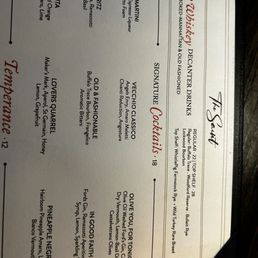 Cocktail menu Cocktail menu