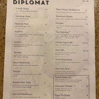 The Diplomat - Dinner Menu - New American Near Me - Milwaukee, Wisconsin The Diplomat - Dinner Menu - New American Near Me - Milwaukee, Wisconsin