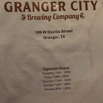Granger City Brewing - Menu - Beer Bar Near Me - Granger, Texas Granger City Brewing - Menu - Beer Bar Near Me - Granger, Texas