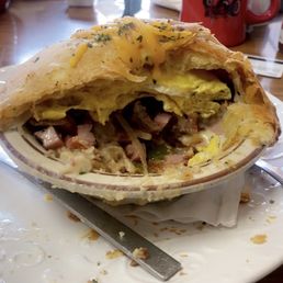The inside of the breakfast pot pie, so good!