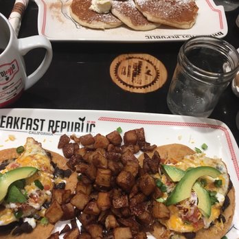 Breakfast Republic - Churro pancakes and veggie tostada - Breakfast & Brunch Near Me - Irvine, California