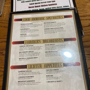 Harvester Restaurant - breakfast menu - American Near Me - Spangle, Washington