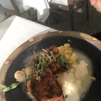 Shagbark - Monkfish with Gouda risotto, sweet corn, and rock shrimp. - New American Near Me - Richmond, Virginia Shagbark - Monkfish with Gouda risotto, sweet corn, and rock shrimp. - New American Near Me - Richmond, Virginia