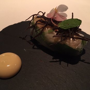 Oriole - Langoustine spring roll, shio kombu, enoki mushrooms, calamansi, mint - New American Near Me - Chicago, Illinois Oriole - Langoustine spring roll, shio kombu, enoki mushrooms, calamansi, mint - New American Near Me - Chicago, Illinois