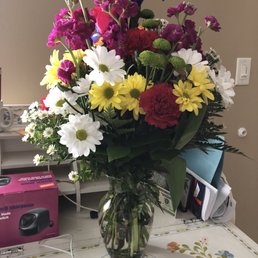 Flowers and vase, different angle